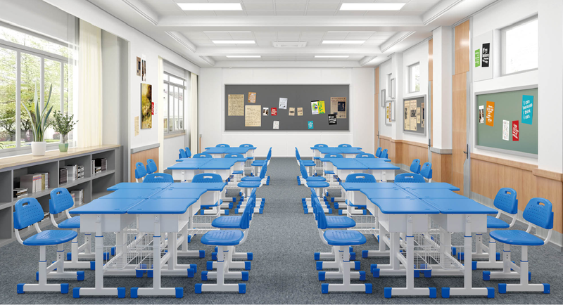How does the distinctive design of school furniture promote students